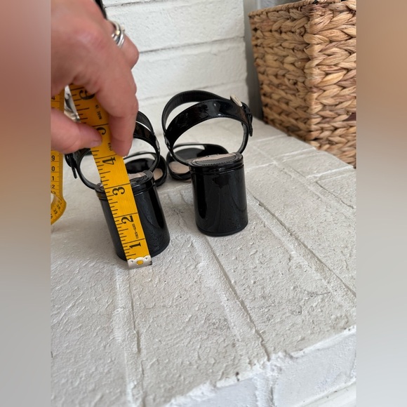 PRADA Round Heel Ankle Strap Slingback Sandal Shoe 36 - 5.5 Black Patent - Picture 14 of 14